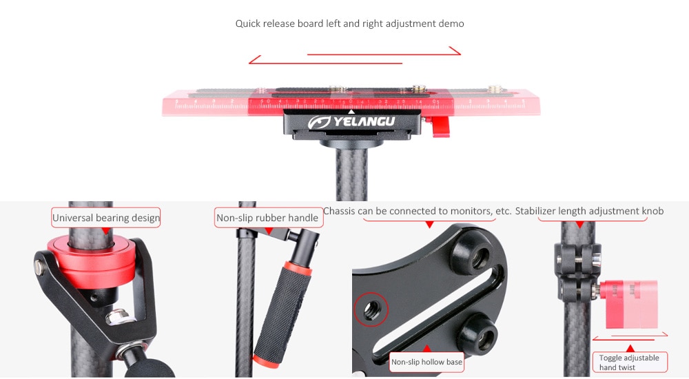YELANGU S60T Handheld Carbon Fiber Photography Stabilizer for SLR / DSLR / DV- Black YELANGU S60T Handheld Carbon Fiber Photography Stabilizer for SLR / DSLR / DV- Black