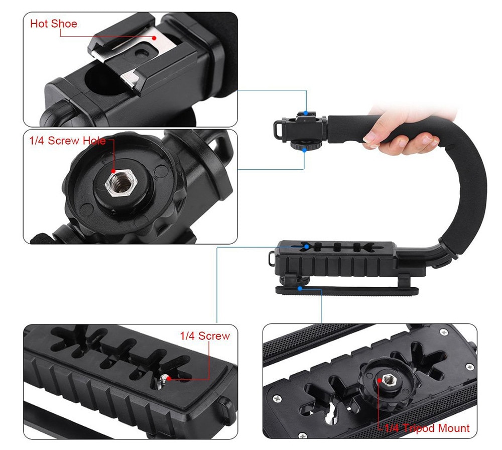 U Shape Grip Handle Stabilizer Stabilizing Stand Holder for DV 5D2 GOPRO- Black U Shape Grip Handle Stabilizer Stabilizing Stand Holder for DV 5D2 GOPRO- Black