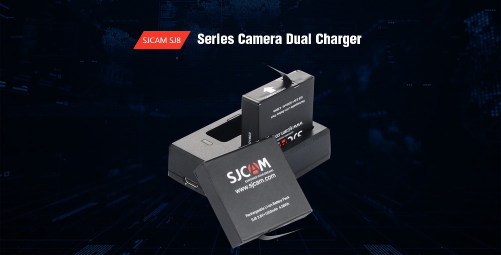 Original SJCAM Camera Battery Charger Dual-slot with Micro USB Cable for SJ8 Series Action Cameras- Black Original SJCAM Camera Battery Charger Dual-slot with Micro USB Cable for SJ8 Series Action Cameras- Black
