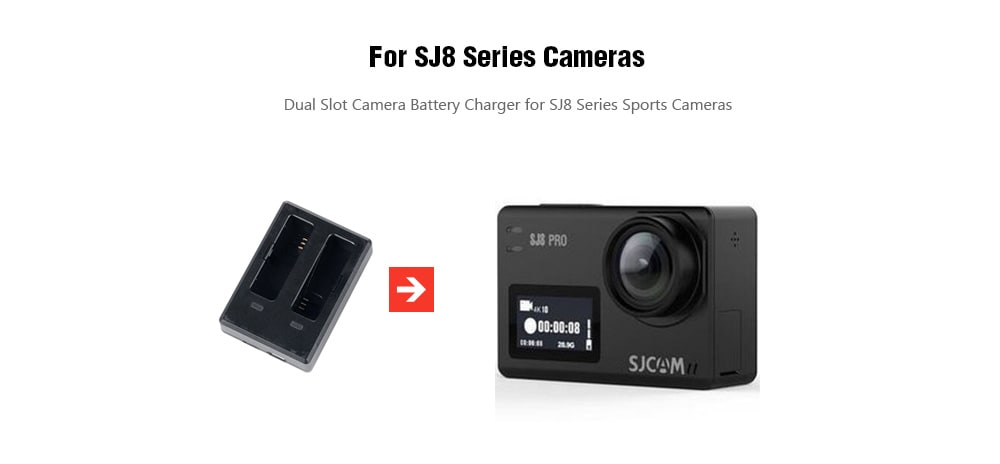 Original SJCAM Camera Battery Charger Dual-slot with Micro USB Cable for SJ8 Series Action Cameras- Black Original SJCAM Camera Battery Charger Dual-slot with Micro USB Cable for SJ8 Series Action Cameras- Black