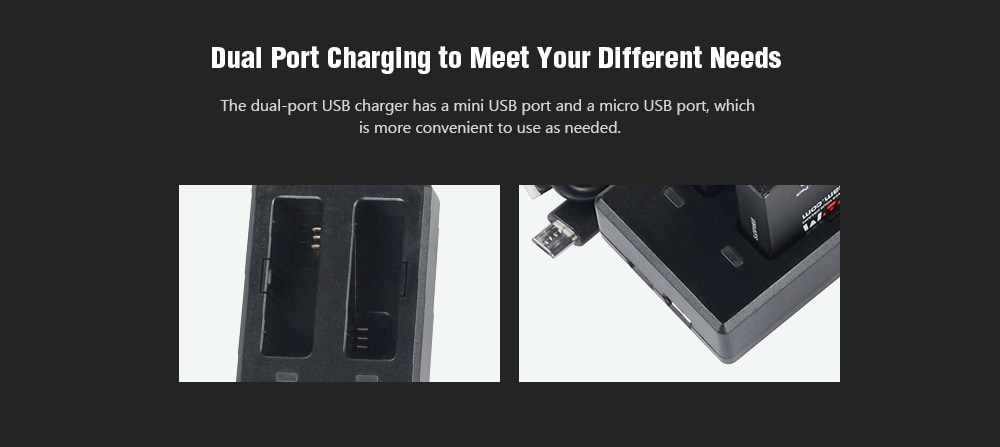Original SJCAM Camera Battery Charger Dual-slot with Micro USB Cable for SJ8 Series Action Cameras- Black Original SJCAM Camera Battery Charger Dual-slot with Micro USB Cable for SJ8 Series Action Cameras- Black