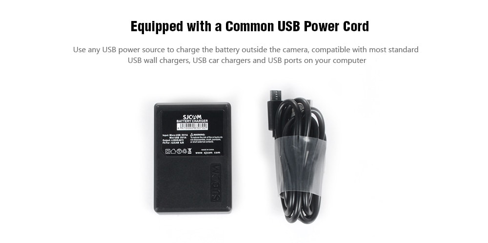 Original SJCAM Camera Battery Charger Dual-slot with Micro USB Cable for SJ8 Series Action Cameras- Black Original SJCAM Camera Battery Charger Dual-slot with Micro USB Cable for SJ8 Series Action Cameras- Black