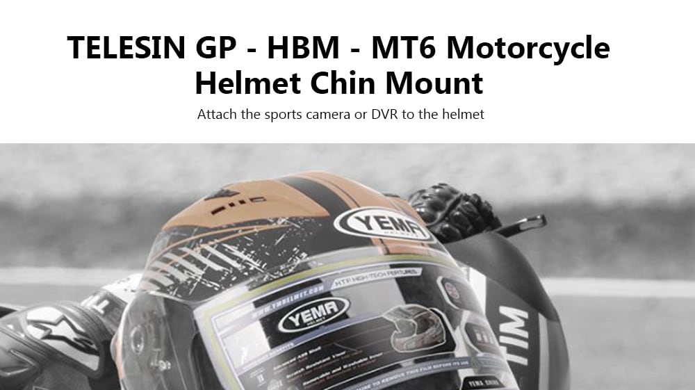TELESIN GP - HBM - MT6 Motorcycle Helmet Chin Mount for YI Action Camera- Black TELESIN GP - HBM - MT6 Motorcycle Helmet Chin Mount for YI Action Camera- Black