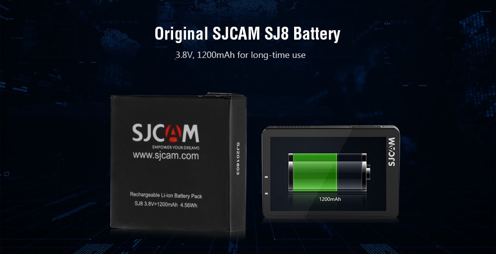 Original SJCAM 3.8V 1200mAh Standby Battery for SJ8 Series Action Cameras- Black Original SJCAM 3.8V 1200mAh Standby Battery for SJ8 Series Action Cameras- Black
