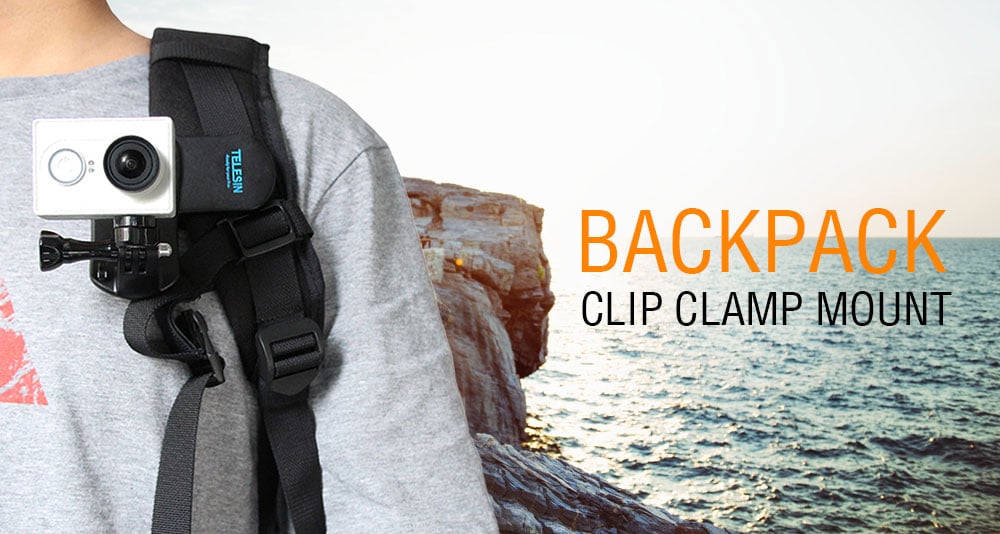 TELESIN Backpack Clip Mount 360 Degree Rotary Fast Clamp for GoPro Hero 3 / 3+ / 4 / Xiaomi Yi / SJCAM SJ4000 / SJ5000 Action Camera- Black TELESIN Backpack Clip Mount 360 Degree Rotary Fast Clamp for GoPro Hero 3 / 3+ / 4 / Xiaomi Yi / SJCAM SJ4000 / SJ5000 Action Camera- Black