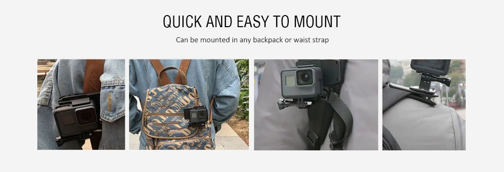 TELESIN Backpack Clip Mount 360 Degree Rotary Fast Clamp for GoPro Hero 3 / 3+ / 4 / Xiaomi Yi / SJCAM SJ4000 / SJ5000 Action Camera- Black TELESIN Backpack Clip Mount 360 Degree Rotary Fast Clamp for GoPro Hero 3 / 3+ / 4 / Xiaomi Yi / SJCAM SJ4000 / SJ5000 Action Camera- Black