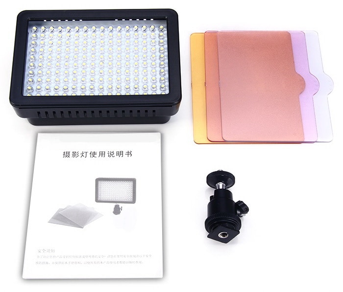 W160 LED Video Light Lamp 10.5W 1150LM 5600K / 3200K Dimmable for Canon Nikon Pentax DSLR Camera- Black W160 LED Video Light Lamp 10.5W 1150LM 5600K / 3200K Dimmable for Canon Nikon Pentax DSLR Camera- Black
