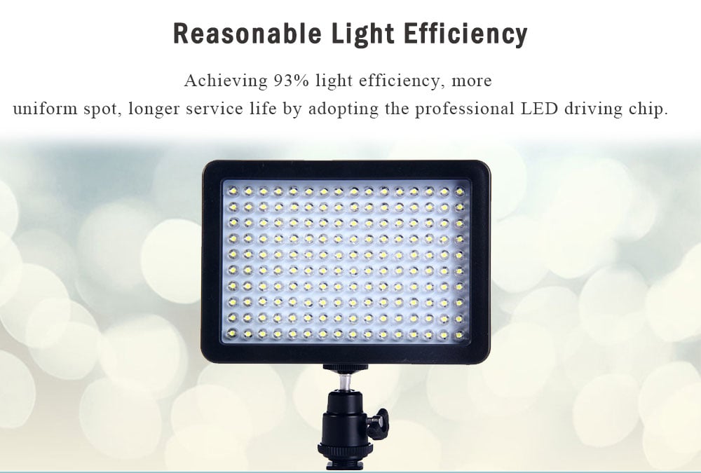 W160 LED Video Light Lamp 10.5W 1150LM 5600K / 3200K Dimmable for Canon Nikon Pentax DSLR Camera- Black W160 LED Video Light Lamp 10.5W 1150LM 5600K / 3200K Dimmable for Canon Nikon Pentax DSLR Camera- Black