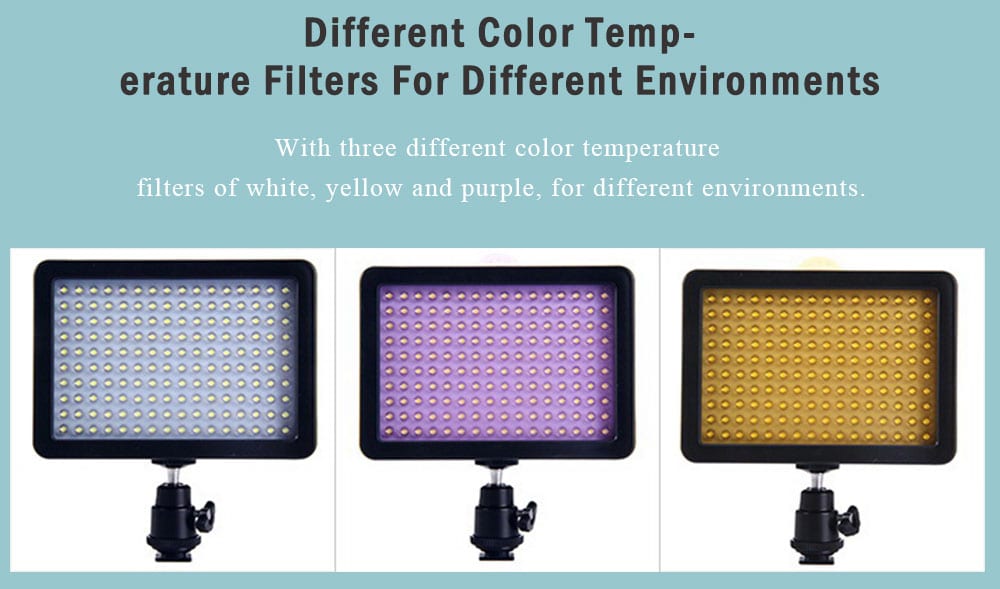 W160 LED Video Light Lamp 10.5W 1150LM 5600K / 3200K Dimmable for Canon Nikon Pentax DSLR Camera- Black W160 LED Video Light Lamp 10.5W 1150LM 5600K / 3200K Dimmable for Canon Nikon Pentax DSLR Camera- Black