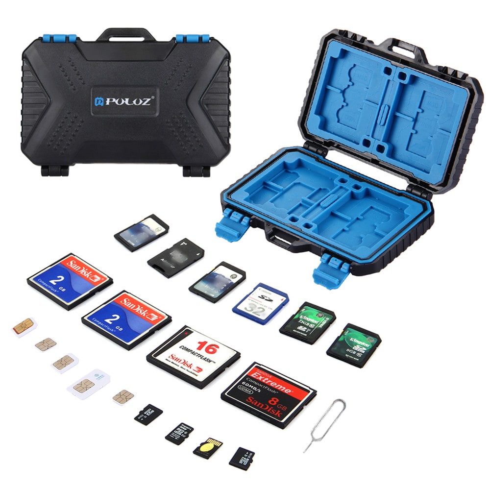 PULUZ Water-Resistant Micro SD CF TF Holder Stocker Storage Box- Black PULUZ Water-Resistant Micro SD CF TF Holder Stocker Storage Box- Black
