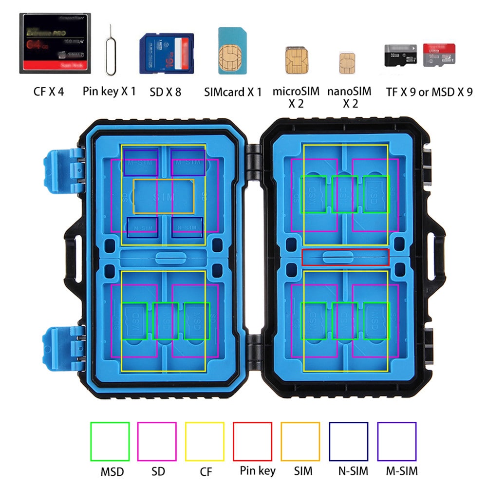 PULUZ Water-Resistant Micro SD CF TF Holder Stocker Storage Box- Black PULUZ Water-Resistant Micro SD CF TF Holder Stocker Storage Box- Black