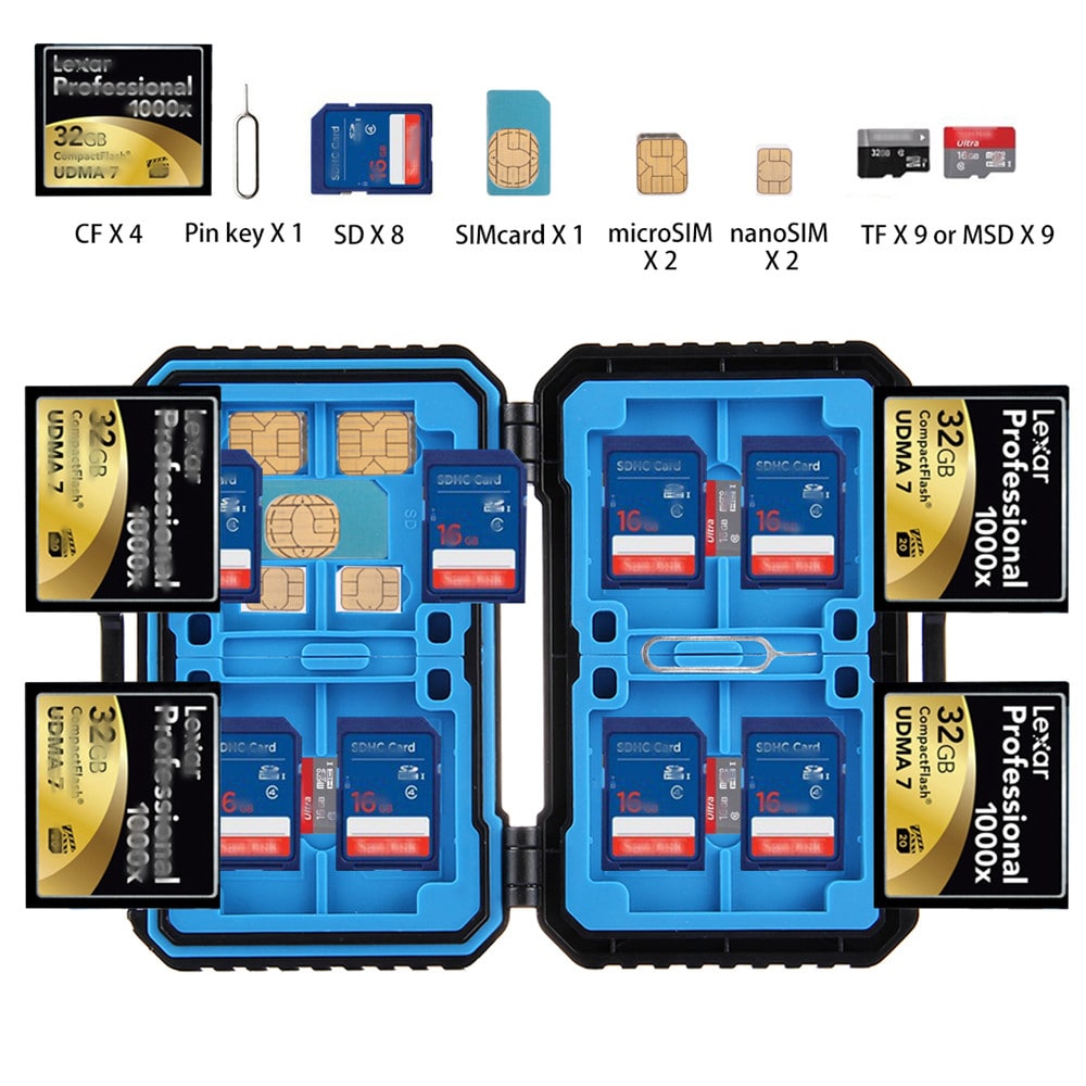 PULUZ Water-Resistant Micro SD CF TF Holder Stocker Storage Box- Black PULUZ Water-Resistant Micro SD CF TF Holder Stocker Storage Box- Black