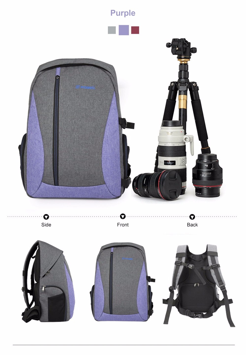 PROWELL DC21439 DSLR Camera Photography Backpack- Gray PROWELL DC21439 DSLR Camera Photography Backpack- Gray