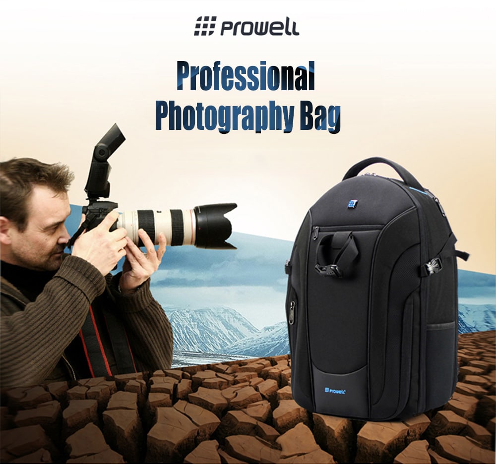 PROWELL DC21948 DSLR Camera Photography Backpack- Black PROWELL DC21948 DSLR Camera Photography Backpack- Black