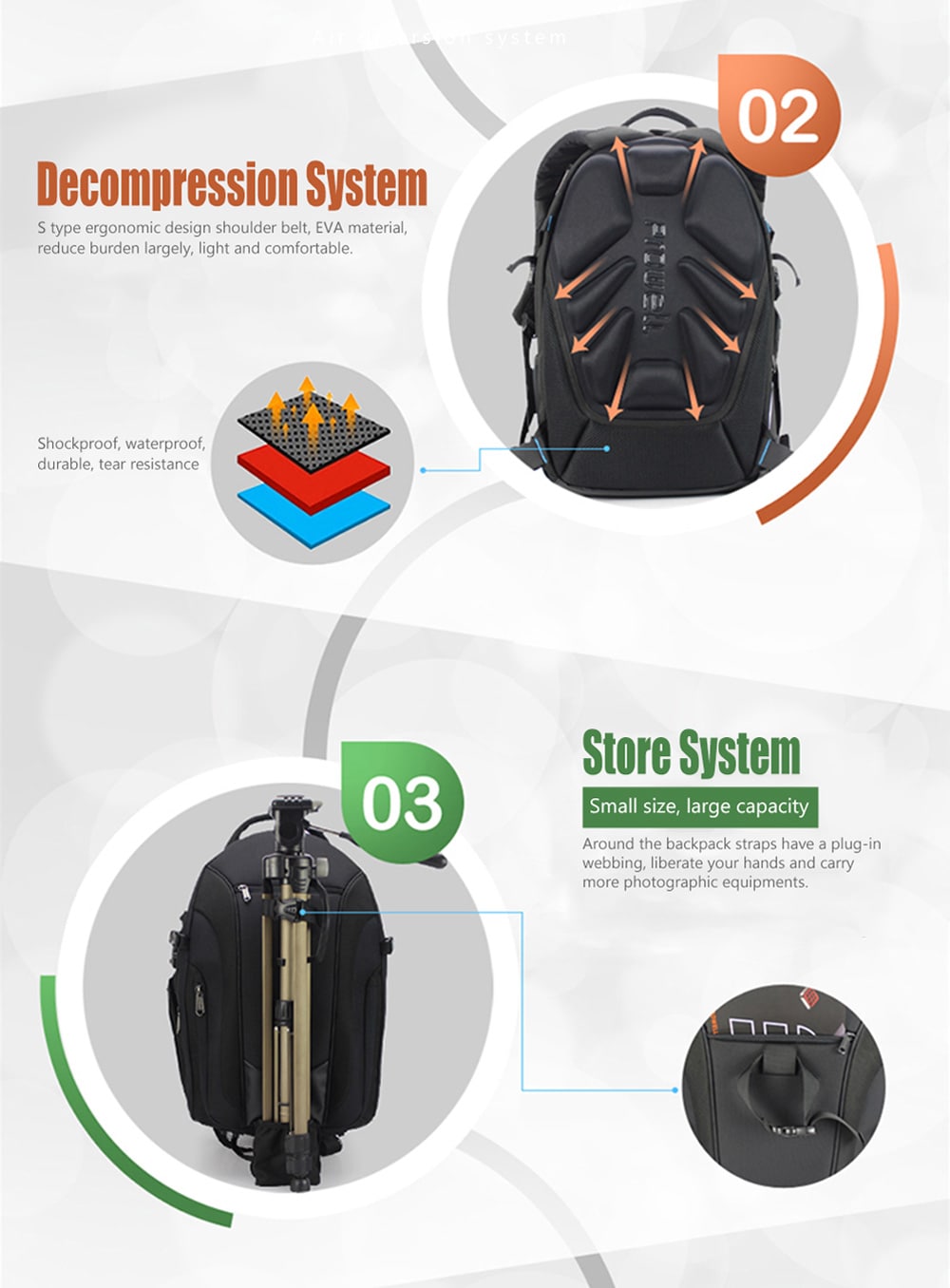 PROWELL DC21948 DSLR Camera Photography Backpack- Black PROWELL DC21948 DSLR Camera Photography Backpack- Black