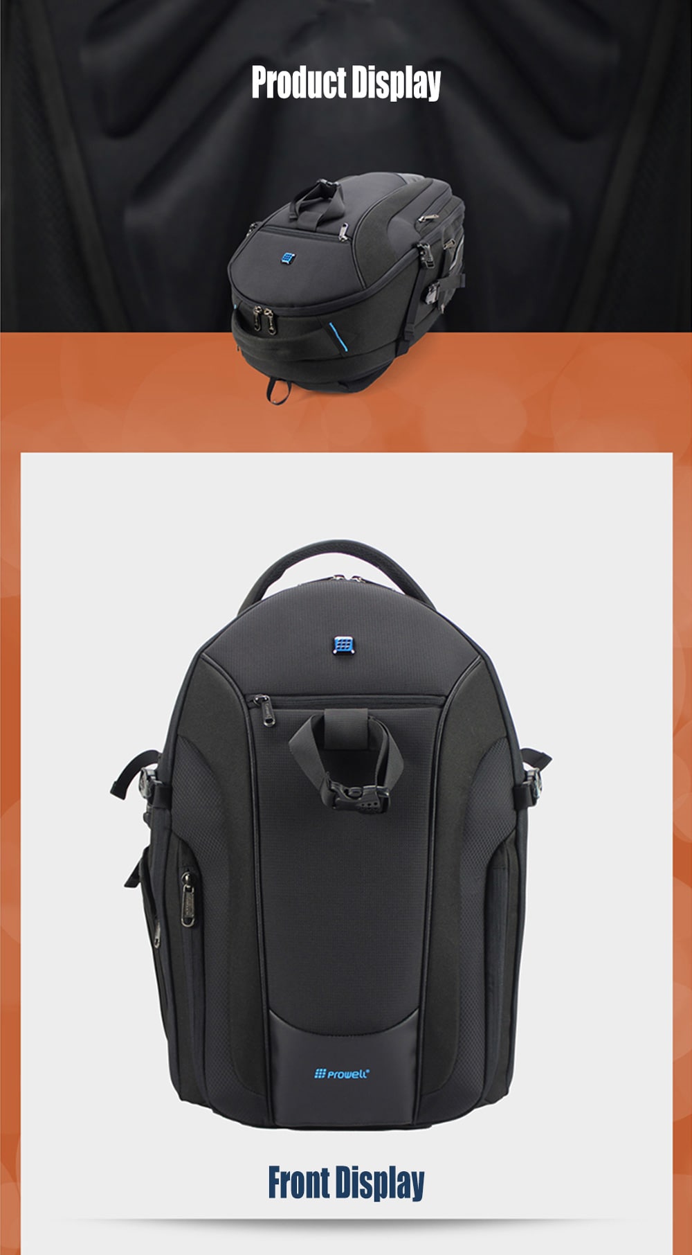 PROWELL DC21948 DSLR Camera Photography Backpack- Black PROWELL DC21948 DSLR Camera Photography Backpack- Black