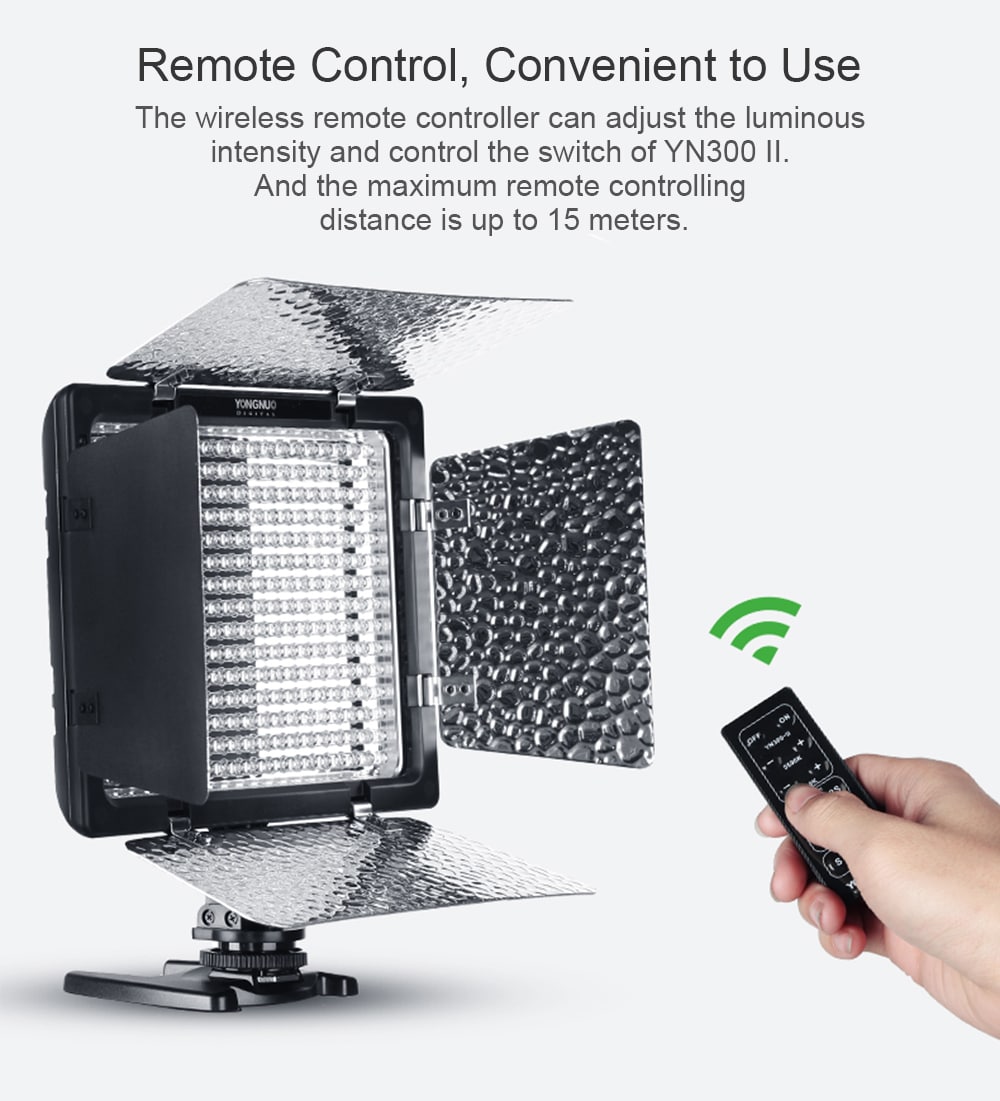 YONGNUO YN300 II LED Video Light with Remote Controller for Camera Camcorder Adjustable Color Temperature- Black YONGNUO YN300 II LED Video Light with Remote Controller for Camera Camcorder Adjustable Color Temperature- Black