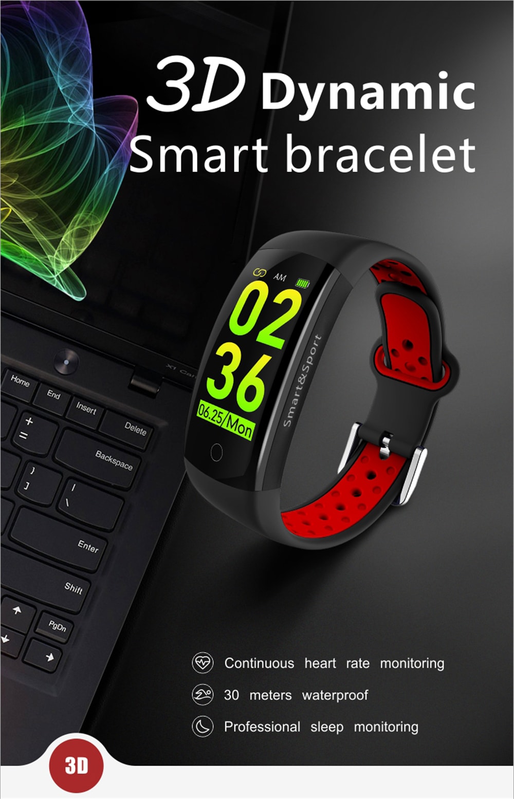 Q6S Color Screen Smart Bracelet Step Heart Rate Blood Pressure 3D Dynamic Ui- Red Q6S Color Screen Smart Bracelet Step Heart Rate Blood Pressure 3D Dynamic Ui- Red