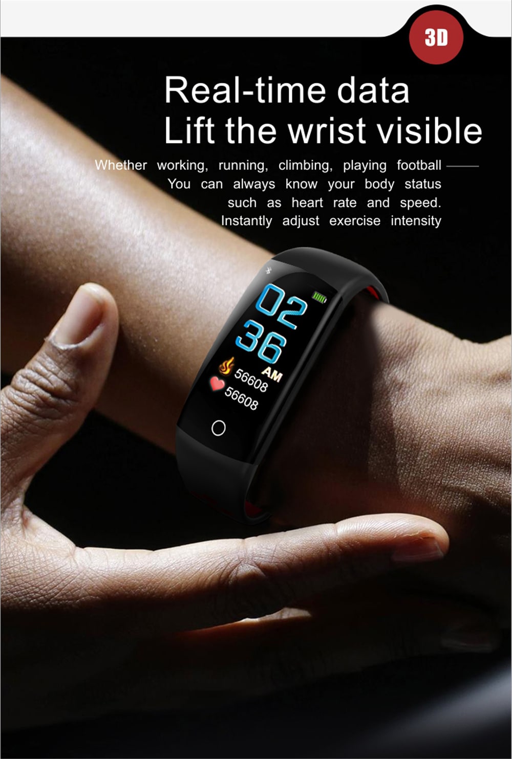 Q6S Color Screen Smart Bracelet Step Heart Rate Blood Pressure 3D Dynamic Ui- Red Q6S Color Screen Smart Bracelet Step Heart Rate Blood Pressure 3D Dynamic Ui- Red