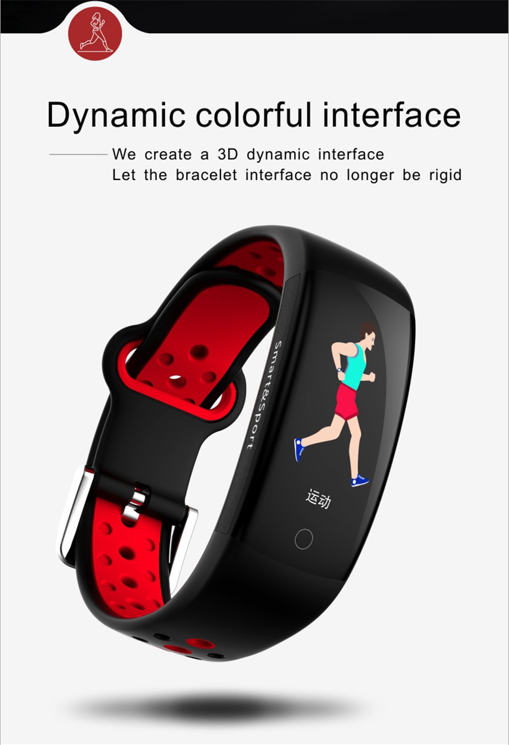 Q6S Color Screen Smart Bracelet Step Heart Rate Blood Pressure 3D Dynamic Ui- Red Q6S Color Screen Smart Bracelet Step Heart Rate Blood Pressure 3D Dynamic Ui- Red
