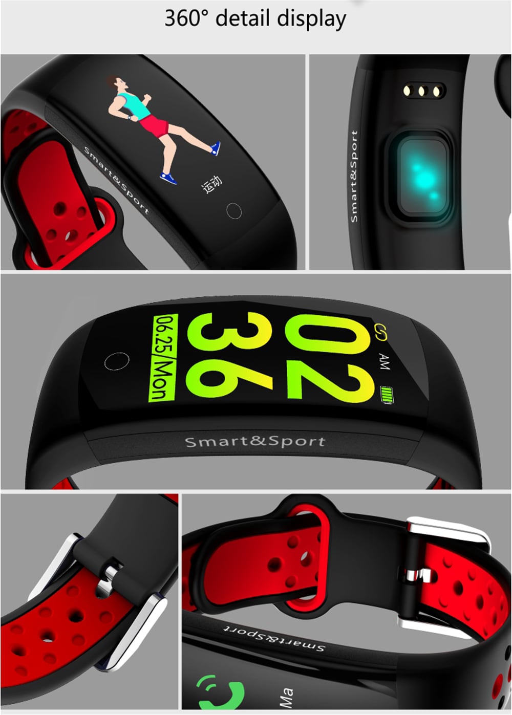 Q6S Color Screen Smart Bracelet Step Heart Rate Blood Pressure 3D Dynamic Ui- Red Q6S Color Screen Smart Bracelet Step Heart Rate Blood Pressure 3D Dynamic Ui- Red