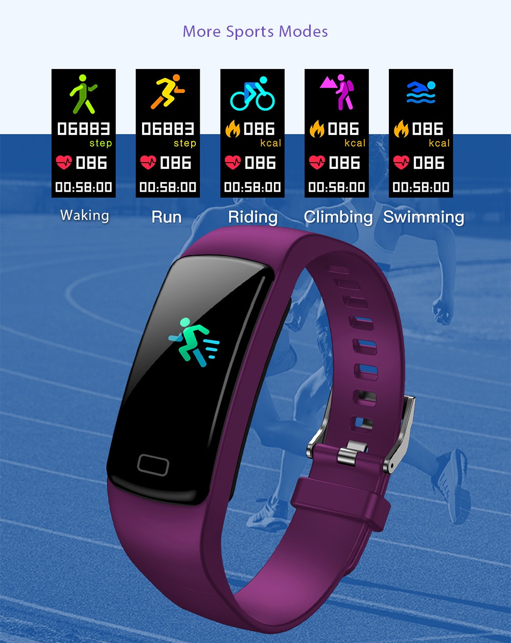 Y9 Smart Bluetooth Bracelet Color Screen Heart Rate Blood Pressure Monitoring Sports Smartwatch- Chestnut Red Y9 Smart Bluetooth Bracelet Color Screen Heart Rate Blood Pressure Monitoring Sports Smartwatch- Chestnut Red