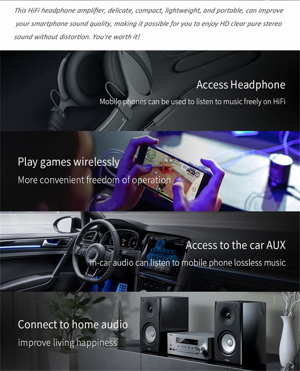 SD05 Professional HIFI Headphone Amplifier Portable Ultra Thin- Silver SD05 Professional HIFI Headphone Amplifier Portable Ultra Thin- Silver