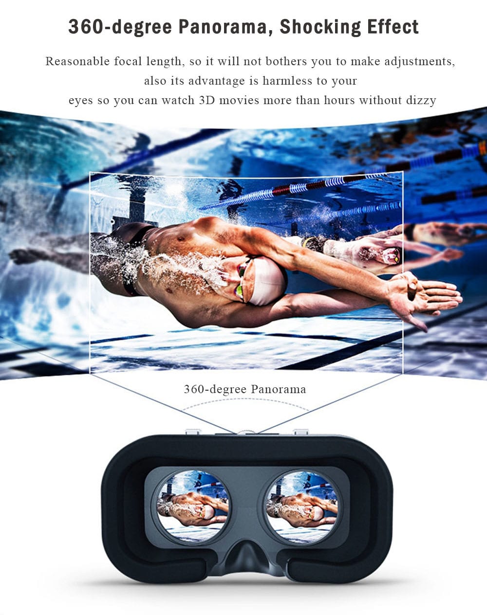 VRSHINECON 3D VR Headband Virtual Reality Goggles Glasses for Smartphone- White VRSHINECON 3D VR Headband Virtual Reality Goggles Glasses for Smartphone- White
