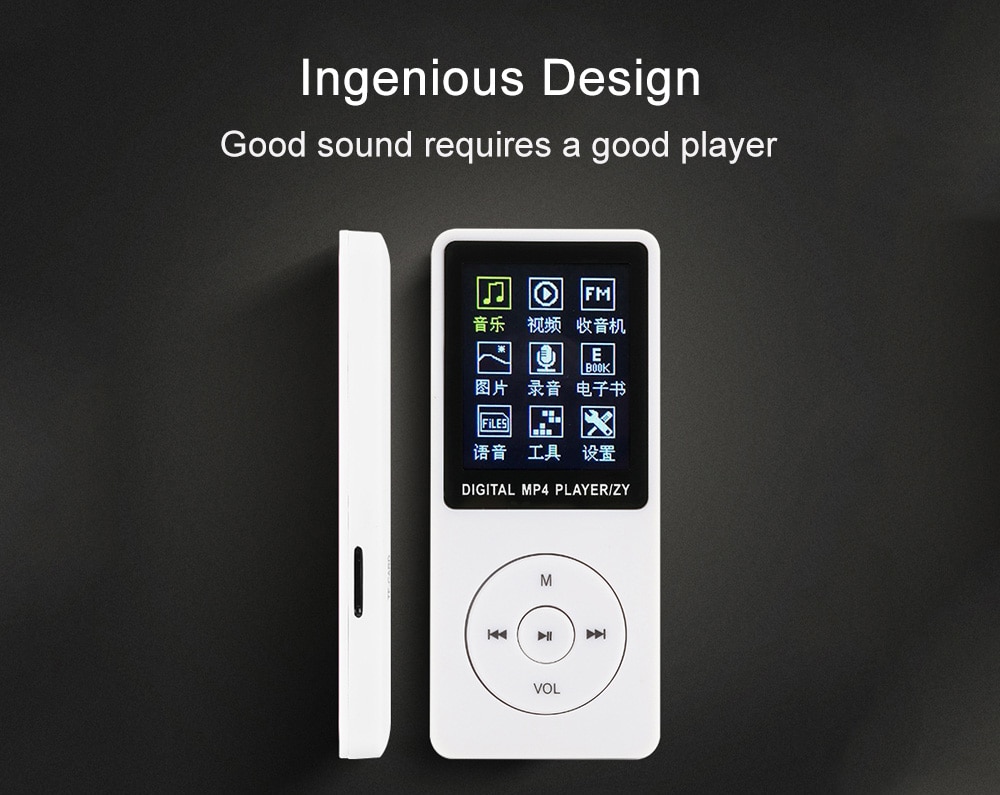 ZY418 Portable MP3 MP4 Music Player with 1.8 inch Screen Display- White ZY418 Portable MP3 MP4 Music Player with 1.8 inch Screen Display- White