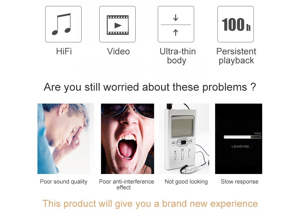 T1 Portable MP3 MP4 Music Player with Screen Display- White T1 Portable MP3 MP4 Music Player with Screen Display- White