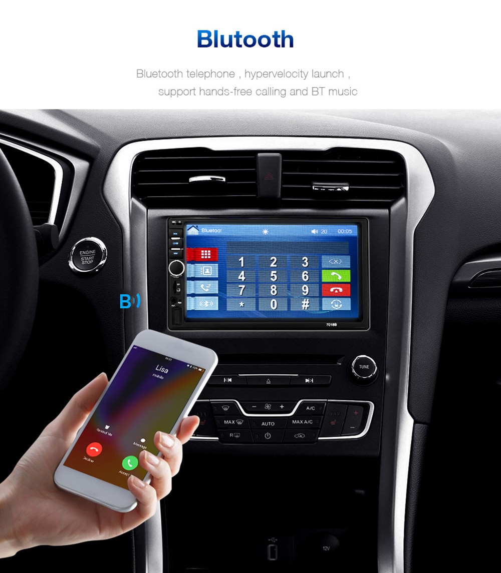Quelima 7018B 7 inch Dual Din Bluetooth Hands-free HD Touch Screen Car MP5 Player - Black Quelima 7018B 7 inch Dual Din Bluetooth Hands-free HD Touch Screen Car MP5 Player - Black