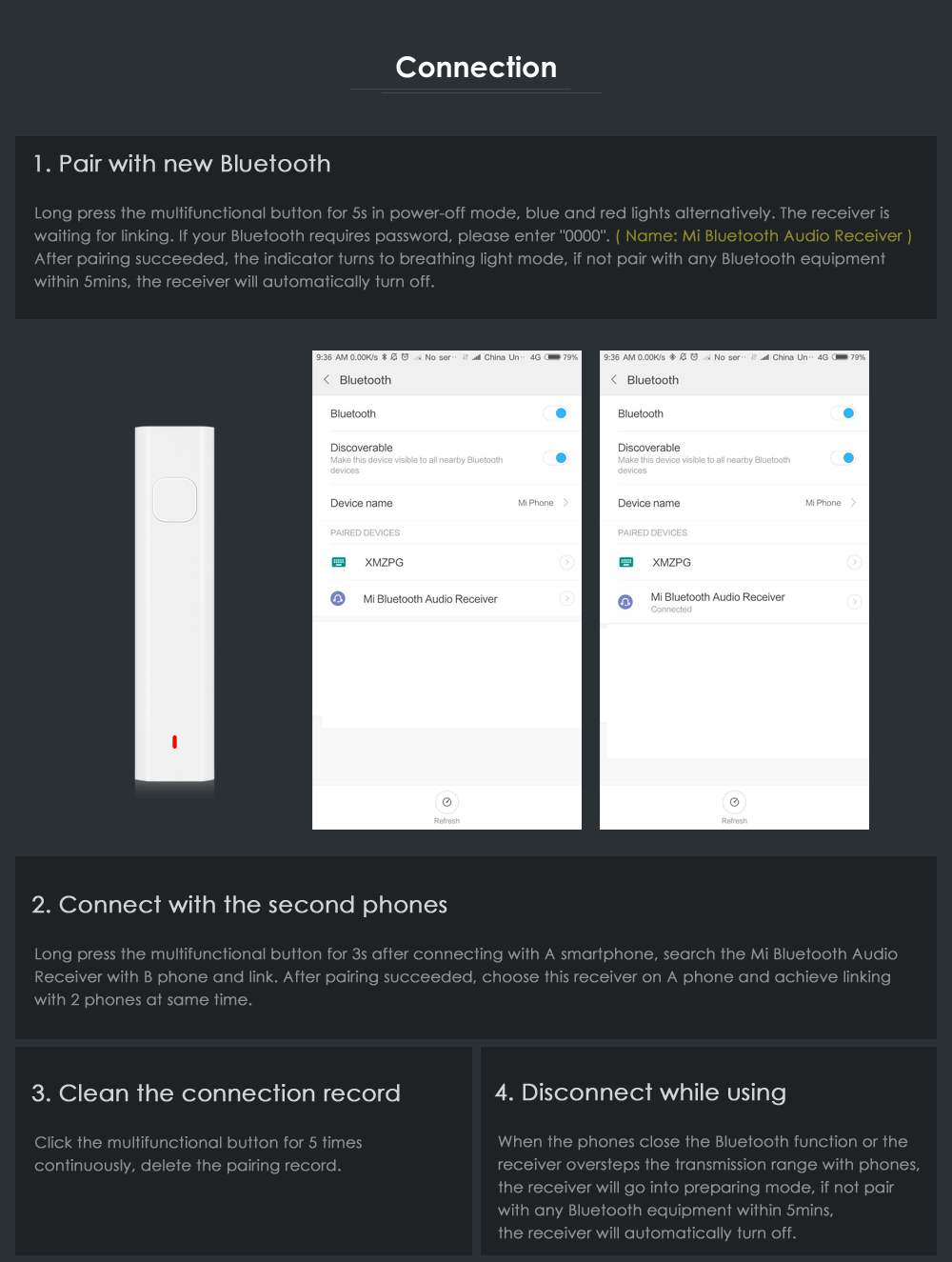 Original Xiaomi Wireless Bluetooth Audio Receiver- White Original Xiaomi Wireless Bluetooth Audio Receiver- White