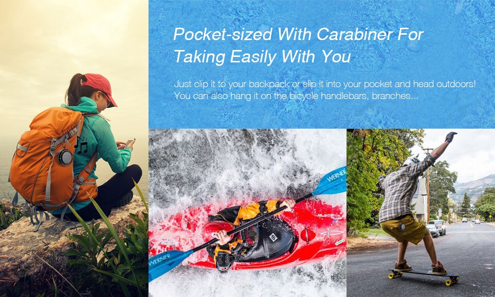 Bluetooth Waterproof Speaker Floating IPX7 Wireless Speaker Pocket-Sized Speaker with Carabiner- Black Bluetooth Waterproof Speaker Floating IPX7 Wireless Speaker Pocket-Sized Speaker with Carabiner- Black