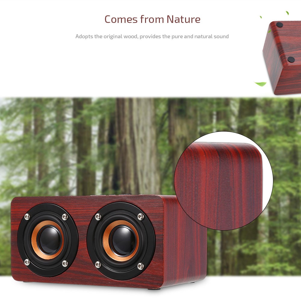 W5 Bluetooth Speaker Portable Wireless Player Wooden Design- Dark red W5 Bluetooth Speaker Portable Wireless Player Wooden Design- Dark red