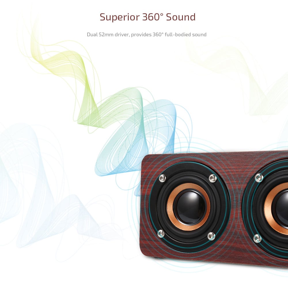 W5 Bluetooth Speaker Portable Wireless Player Wooden Design- Dark red W5 Bluetooth Speaker Portable Wireless Player Wooden Design- Dark red