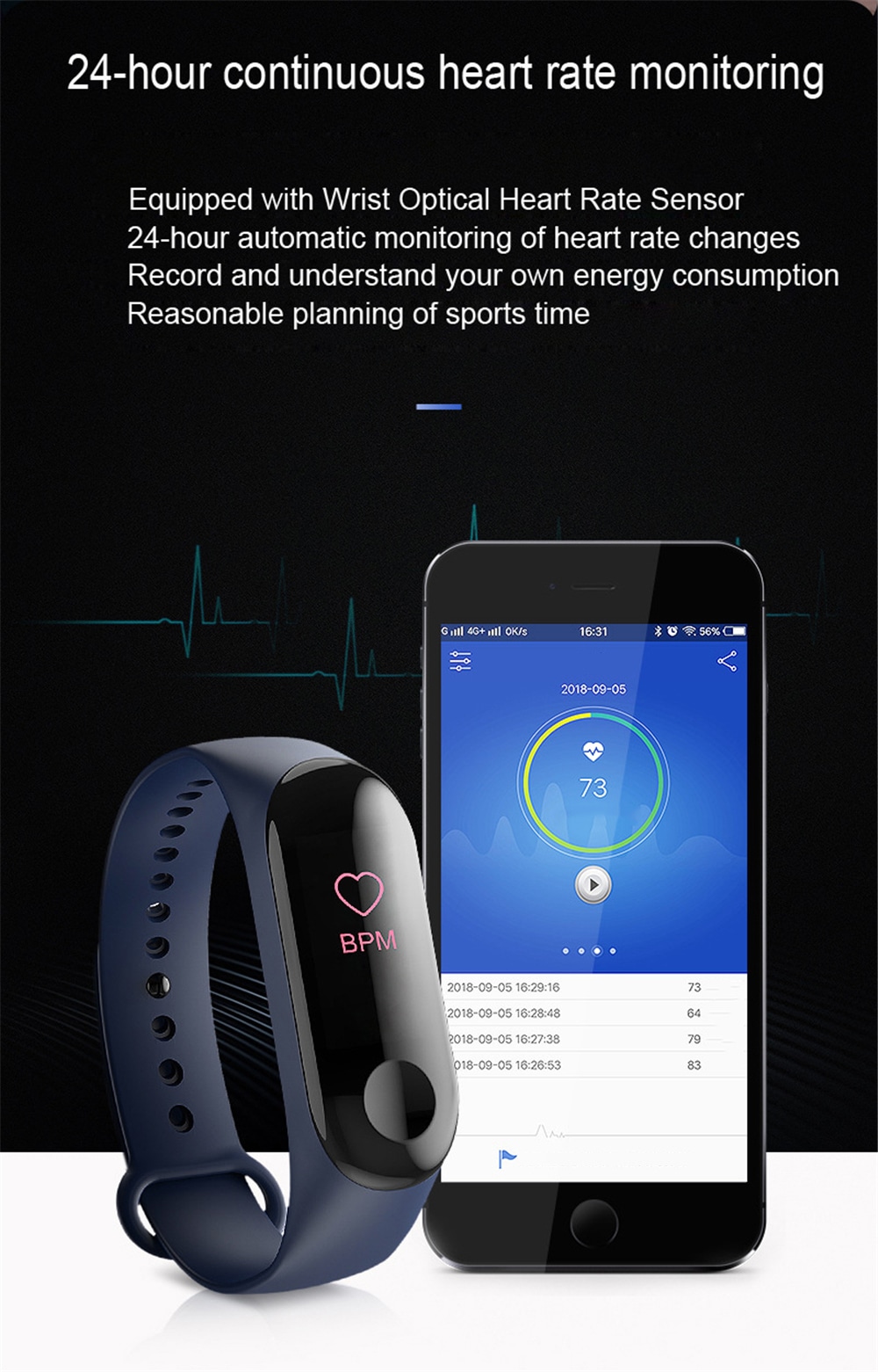 V5 M3PLUS Intelligent LED Color Screen Watch Sports Health Pedometer- Multi-B V5 M3PLUS Intelligent LED Color Screen Watch Sports Health Pedometer- Multi-B
