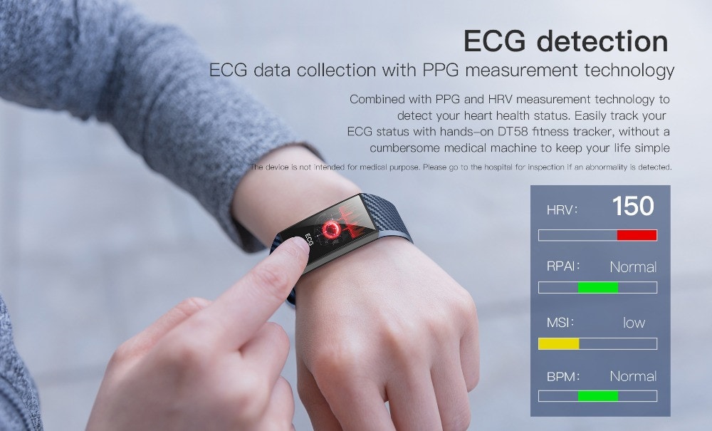 Waterproof Smart Wristband Heart Rate Watches ECG Smart Bracelet Fitness Tracker- White Waterproof Smart Wristband Heart Rate Watches ECG Smart Bracelet Fitness Tracker- White