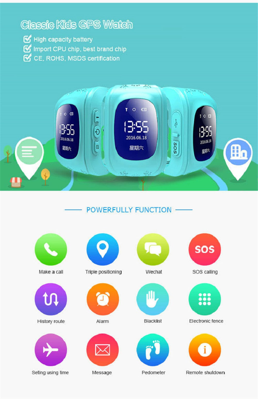 V6 Q50 OLED Child GPS Tracker SOS Monitoring Positioning Phone Smart Watch- Multi-E V6 Q50 OLED Child GPS Tracker SOS Monitoring Positioning Phone Smart Watch- Multi-E
