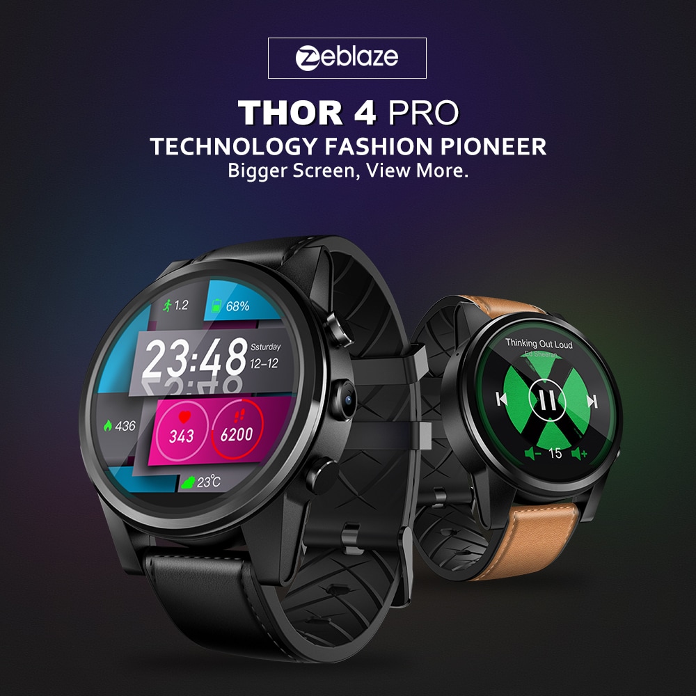 Zeblaze THOR 4 PRO 4G SmartWatch 1.6inch Display 16GB 600mAh Leather Straps- Multi-A Zeblaze THOR 4 PRO 4G SmartWatch 1.6inch Display 16GB 600mAh Leather Straps- Multi-A