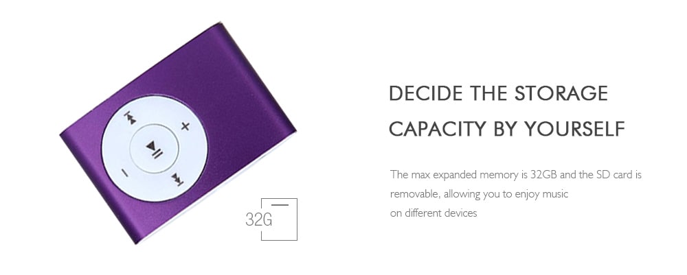 USB Mini MP3 Player Support 32GB Micro SD TF Card With Headphone- Purple USB Mini MP3 Player Support 32GB Micro SD TF Card With Headphone- Purple