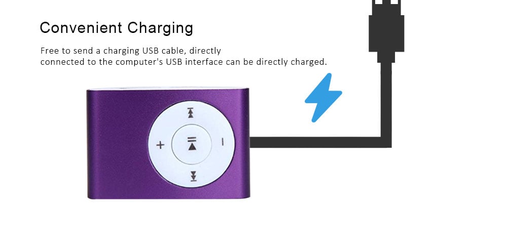 USB Mini MP3 Player Support 32GB Micro SD TF Card with Headphone (Purple)- Purple USB Mini MP3 Player Support 32GB Micro SD TF Card with Headphone (Purple)- Purple