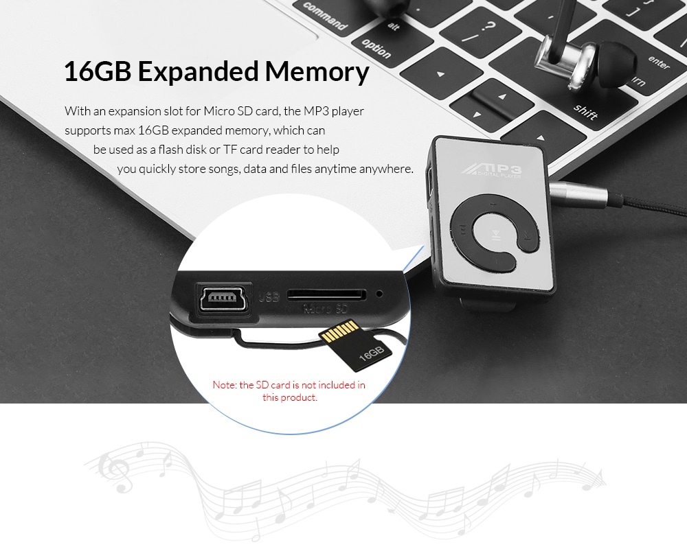 High-quality Sports Mini USB Metal Clip MP3 Player- White High-quality Sports Mini USB Metal Clip MP3 Player- White