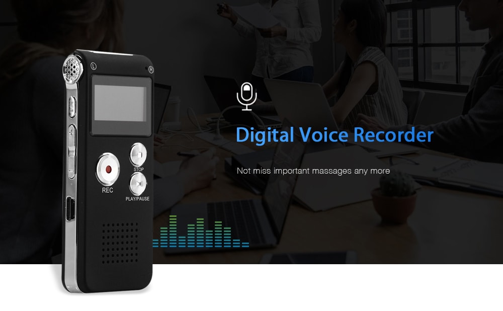 Professional 8GB GH609 Digital Voice Recorder with Time Display and Stereo Recording Function - Black- Black Professional 8GB GH609 Digital Voice Recorder with Time Display and Stereo Recording Function - Black- Black