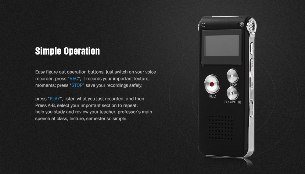 Professional 8GB GH609 Digital Voice Recorder with Time Display and Stereo Recording Function - Black- Black Professional 8GB GH609 Digital Voice Recorder with Time Display and Stereo Recording Function - Black- Black