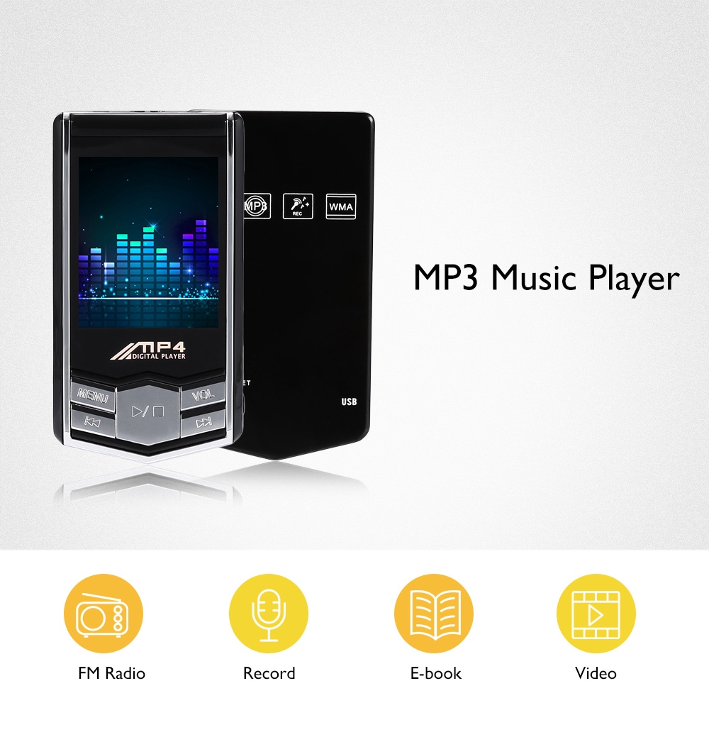 Portable 1.8 inch TFT Screen FM Radio E-book MP3 Music Player- Black Portable 1.8 inch TFT Screen FM Radio E-book MP3 Music Player- Black