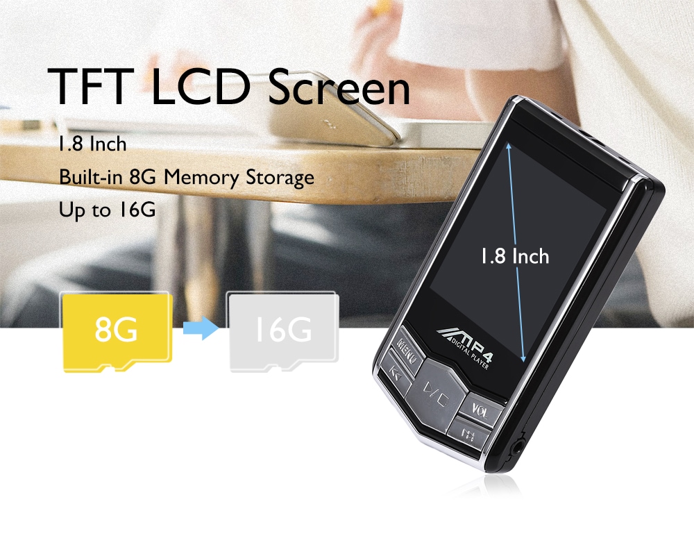Portable 1.8 inch TFT Screen FM Radio E-book MP3 Music Player- Black Portable 1.8 inch TFT Screen FM Radio E-book MP3 Music Player- Black