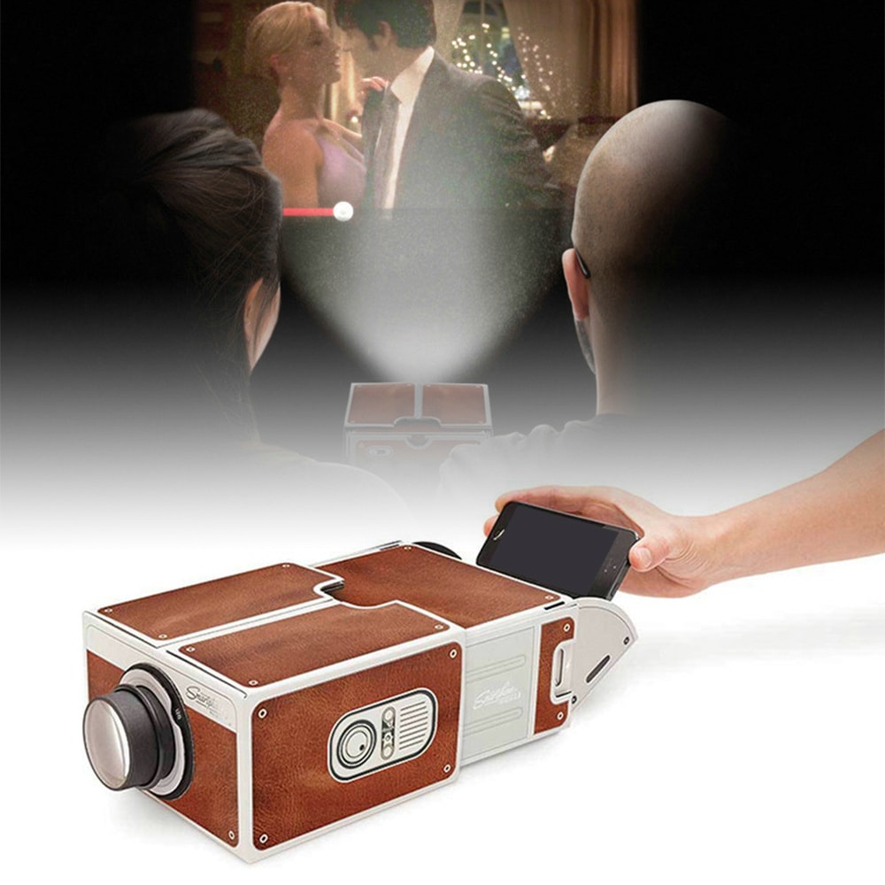Portable DIY Cardboard Smartphone Projector Can Adjust- Orange Gold Portable DIY Cardboard Smartphone Projector Can Adjust- Orange Gold