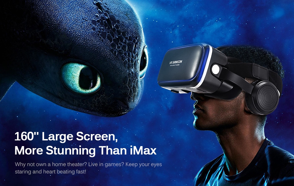 VR SHINECON G04E 7th Generation 3D Virtual Reality Game Glasses- Black VR SHINECON G04E 7th Generation 3D Virtual Reality Game Glasses- Black