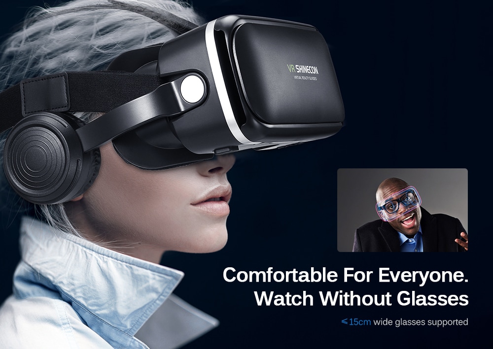 VR SHINECON G04E 7th Generation 3D Virtual Reality Game Glasses- Black VR SHINECON G04E 7th Generation 3D Virtual Reality Game Glasses- Black