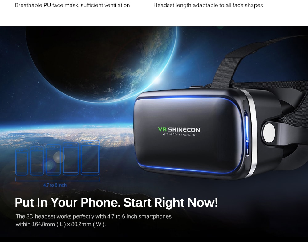 VR SHINECON G04E 7th Generation 3D Virtual Reality Game Glasses- Black VR SHINECON G04E 7th Generation 3D Virtual Reality Game Glasses- Black